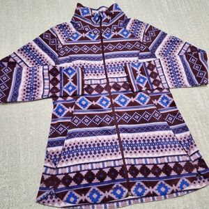 Eddie Bauer Sweatshirt Women Small Full Zip Jacket Aztec Navajo Fleece Gorpcore